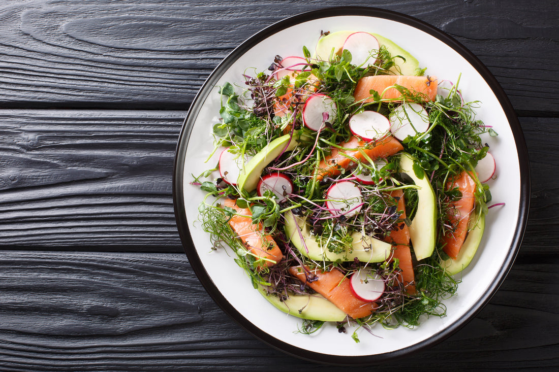 Micro Salad Sweet Mix with Avocado and Salmon